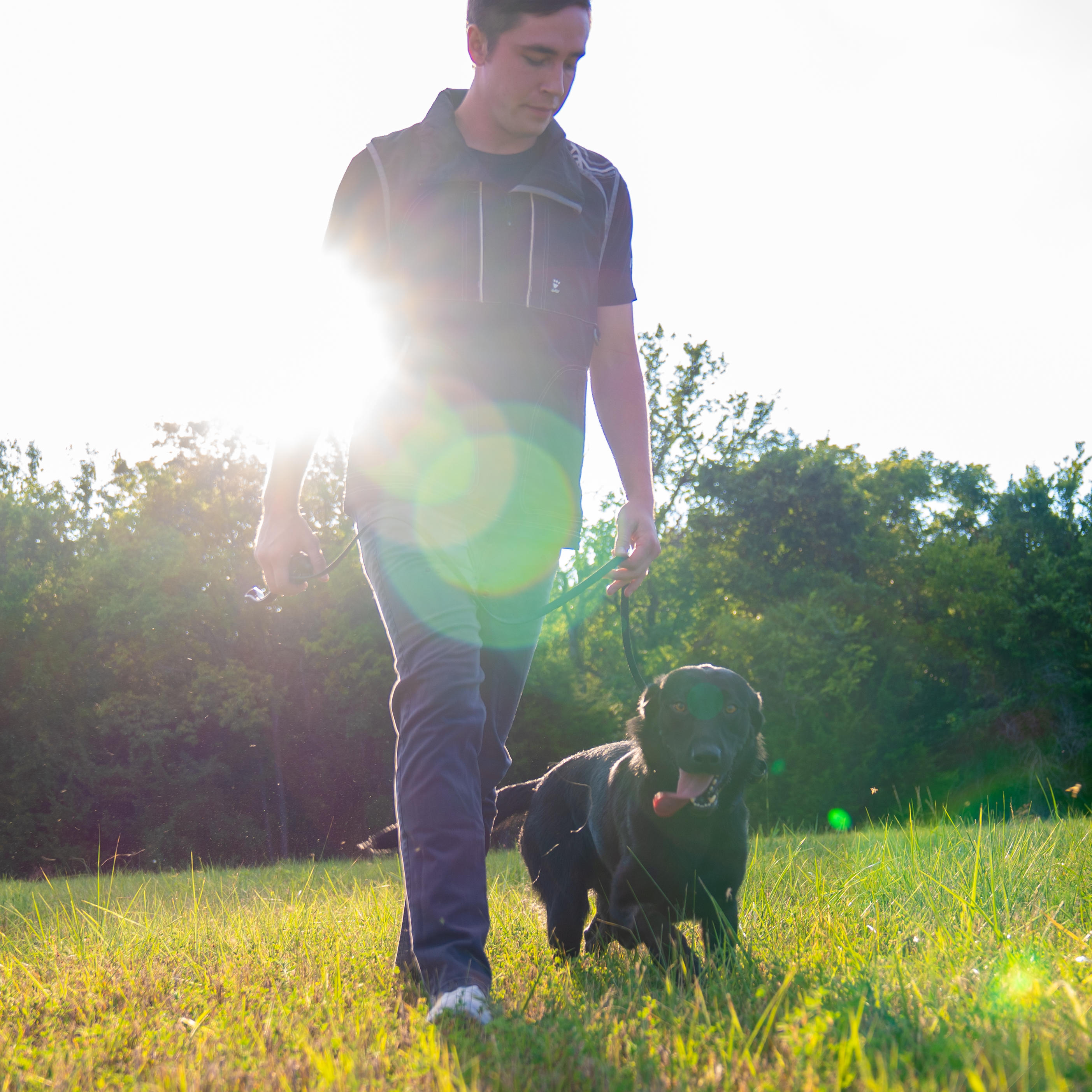 dog and trainer outside