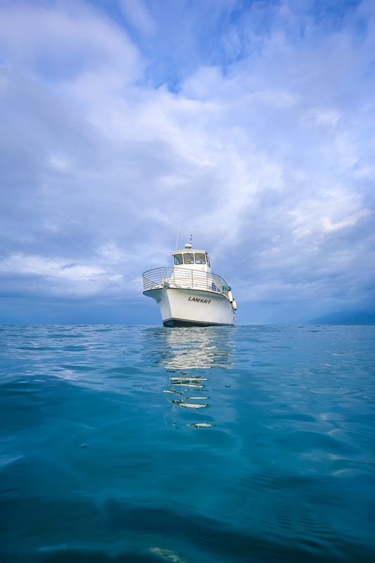 Maui Snorkeling Tours boat Lani Kai II floating in clear Hawaiian waters