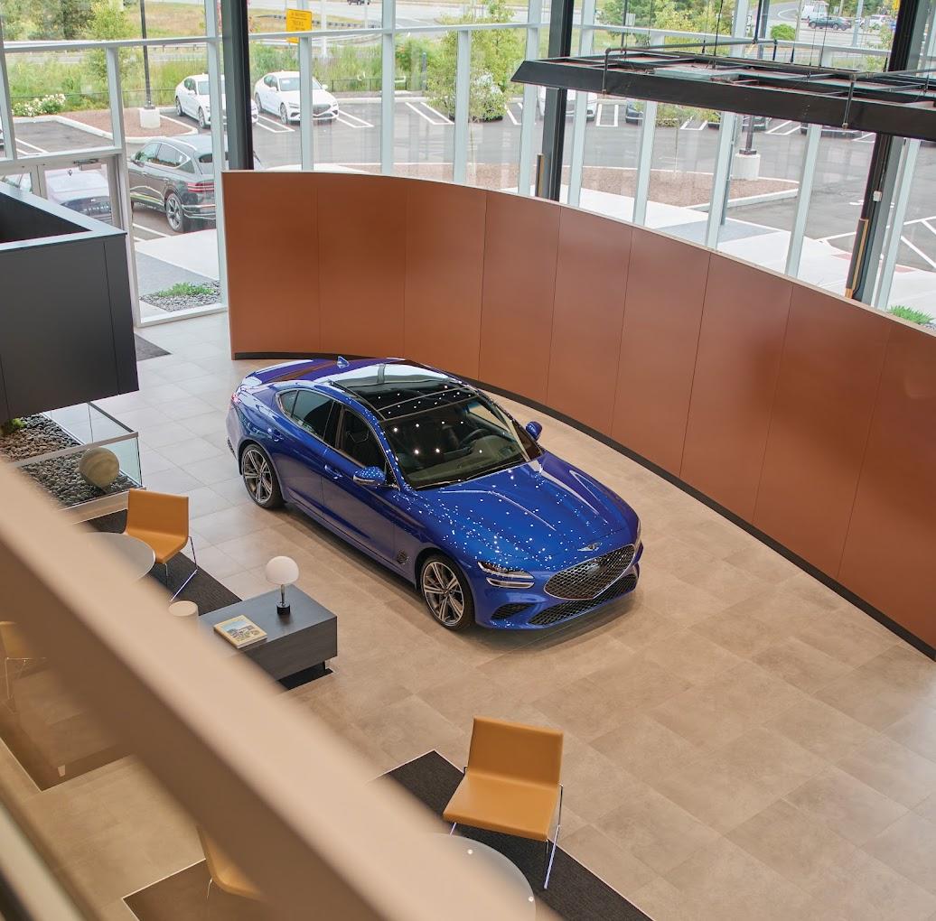 Overhead view of a display vehicle at Genesis of Milford