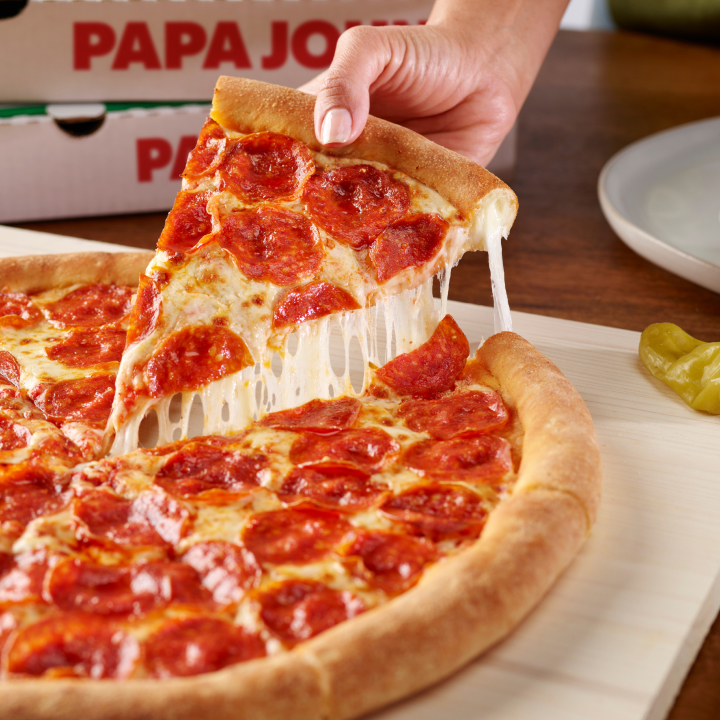 Your choice of crust covered with our signature pizza sauce, real cheese made from mozzarella, and pepperoni. With a pepperoni in almost every bite, it's one of our most popular pizzas.