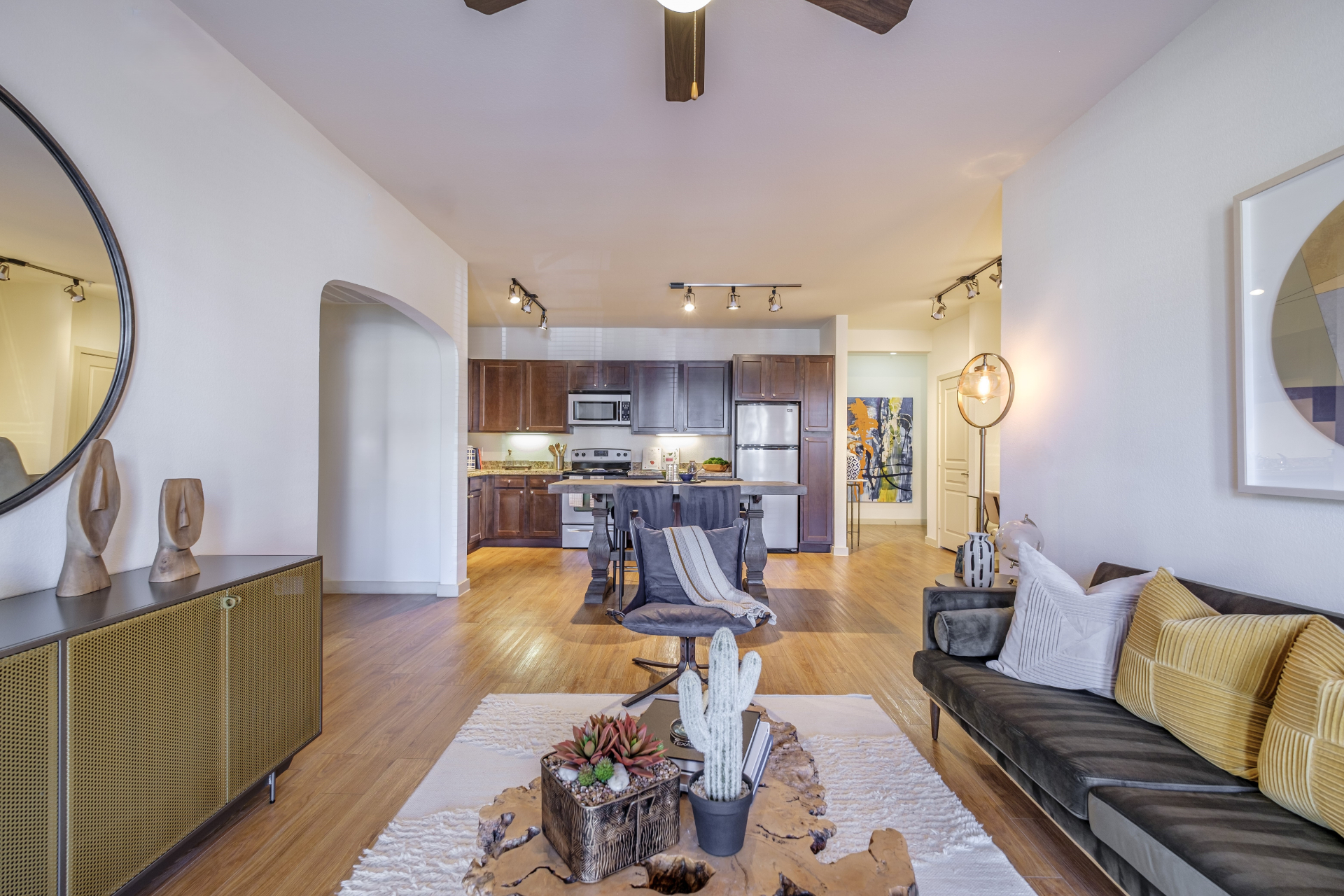 Living Room with Wood-Styled Flooring