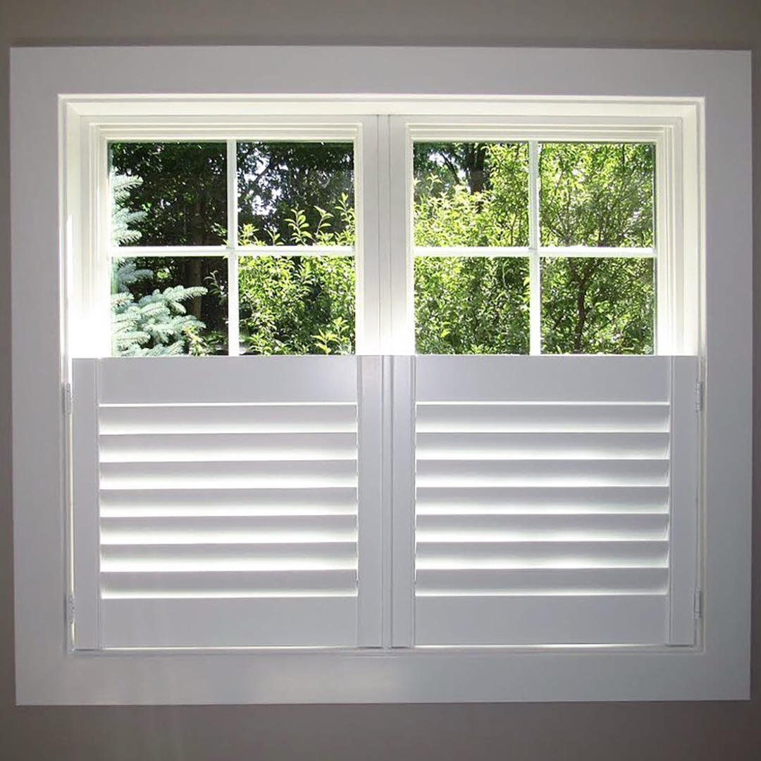 Finding the perfect balance between privacy and natural light just got easier with our cafe shutters Budget Blinds of Port Perry Blackstock (905)213-2583