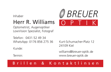 Breuer Optik Inh. Reza Williams, Kurt-Schmumacher-Platz 12 in Kiel
