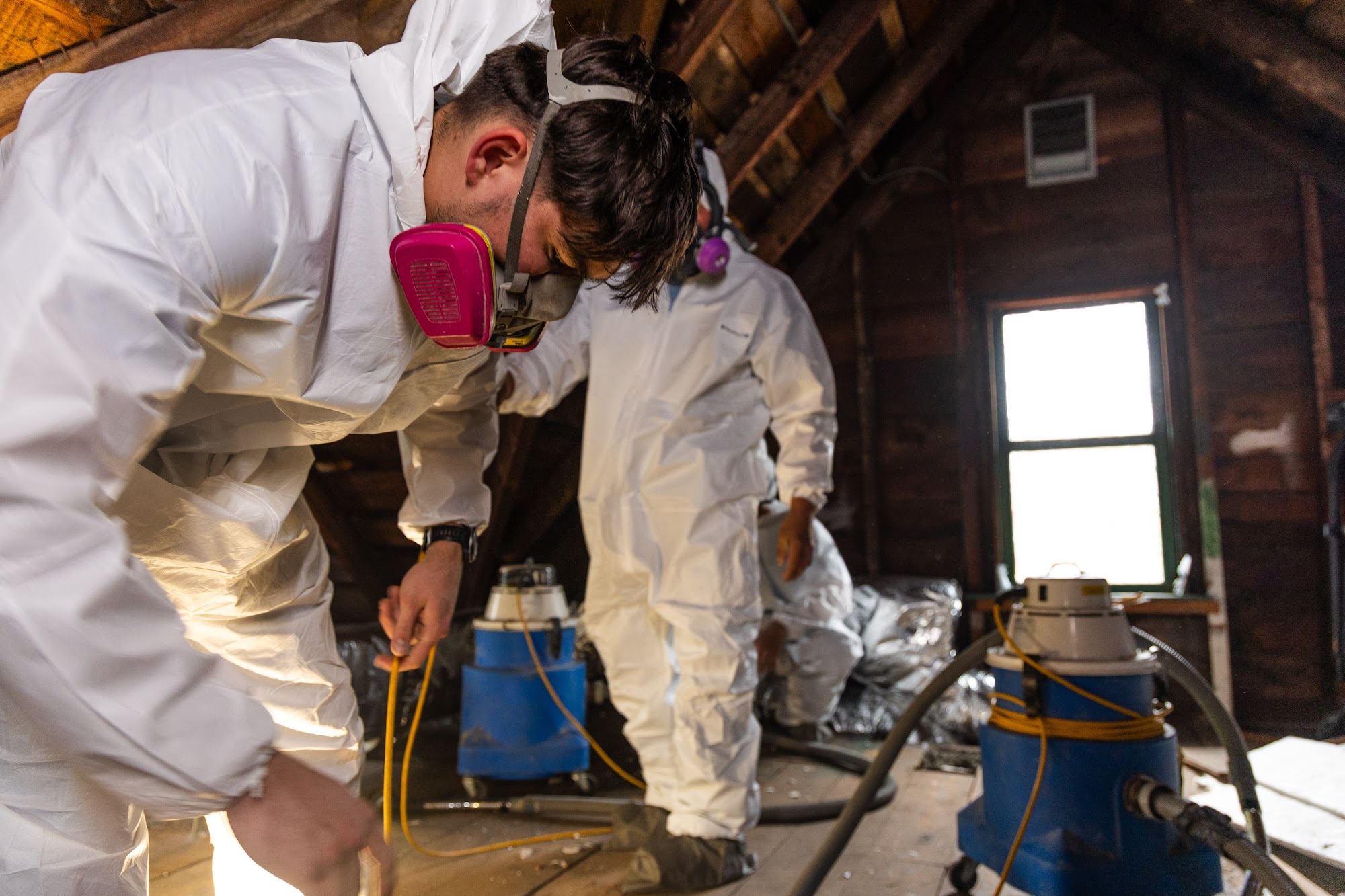 Attic mold remediation work by CT Mold Remediation Specialists in a Connecticut home. 