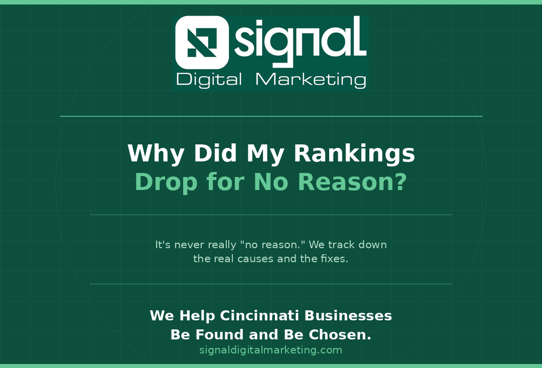 We often get the question, &ldquo;Why did my rankings drop for no reason?&rdquo; Rankings don&rsquo;t drop without a reason. It usually traces back to a specific cause. We break down how we find the cause of those drops and get them fixed in our new blog.