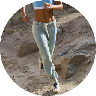 Woman wearing joggers.