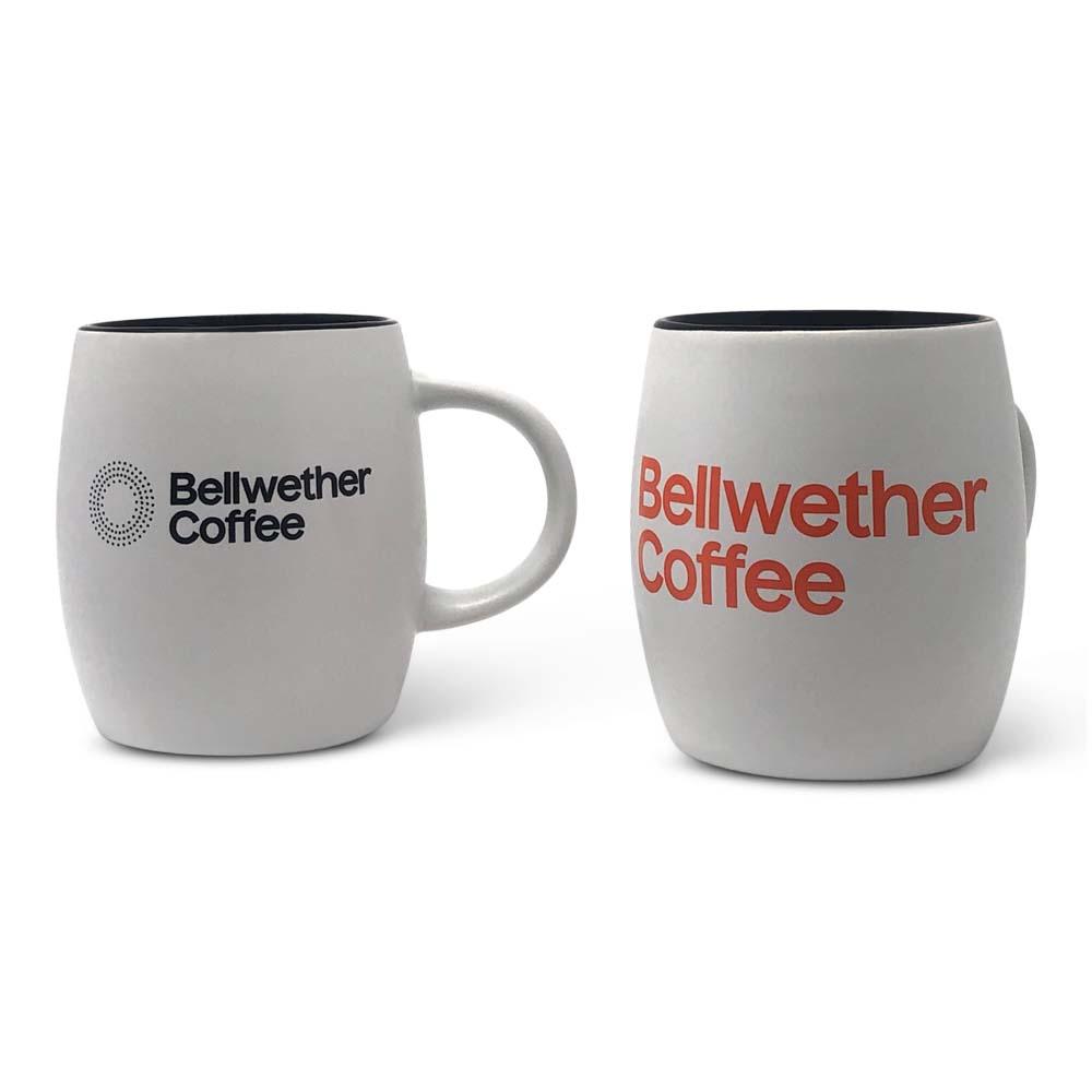 Mugs for Bellwether Coffee. Branded merch by PLC Print.