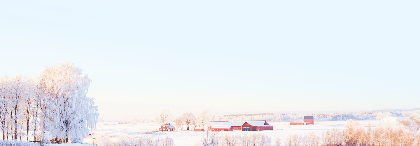 A farm in a snowy field.
