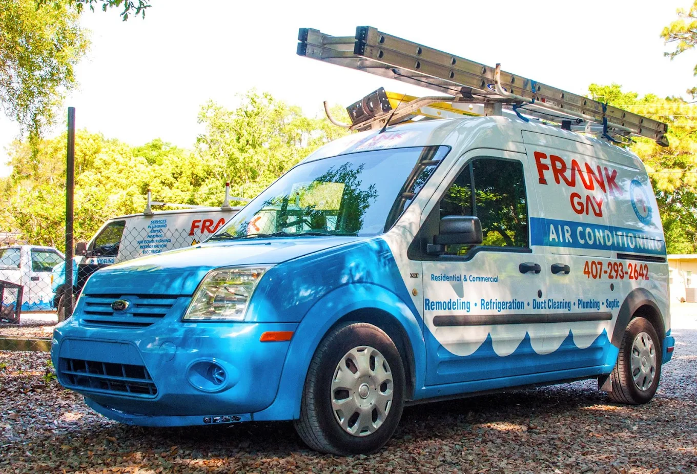 Frank Gay Services blue and white work van
