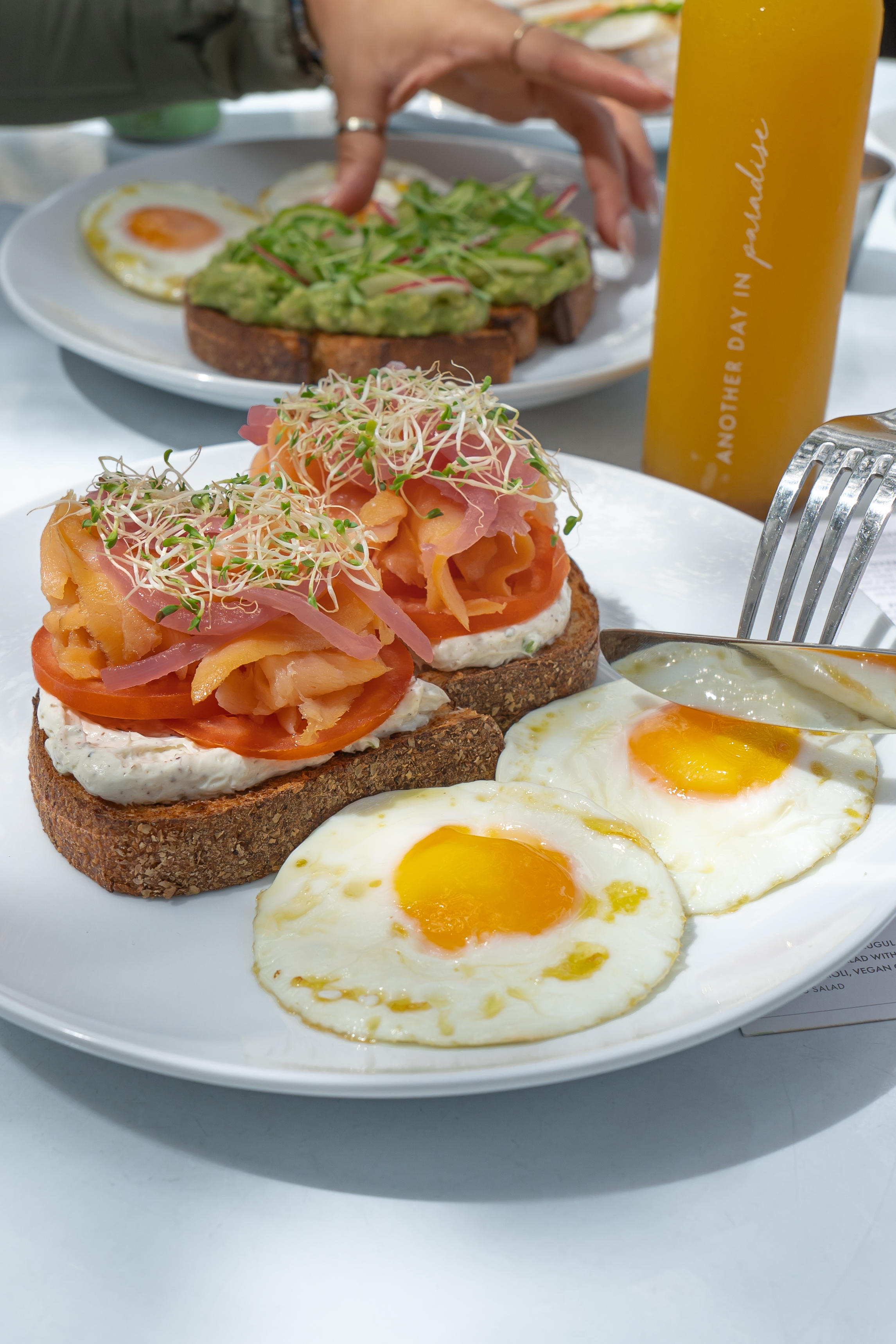 New Yorker Toast with over-easy eggs