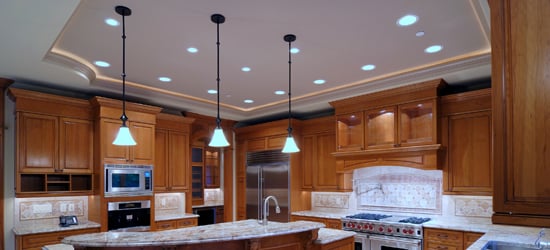 interior lighting in a kitchen