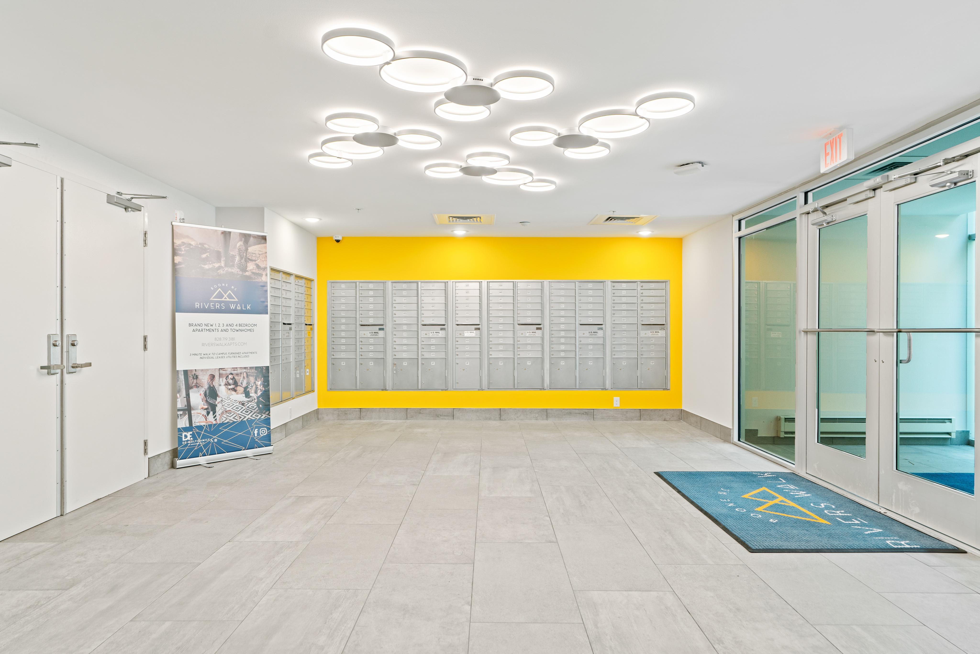 Indoor mailroom and package lockers