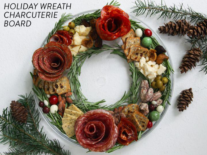 A festive wreath shaped grazing board is perfect for gatherings or an evening at home with friends and family. Dress it up however you like using your favorite cheeses, meats, crackers, nuts, dried fruits, and candies. We prefer a round serving dish in order to guide the circular shape of the wreath while assembling - sprigs of rosemary provide the greenery. Arrange, serve-up, and enjoy!