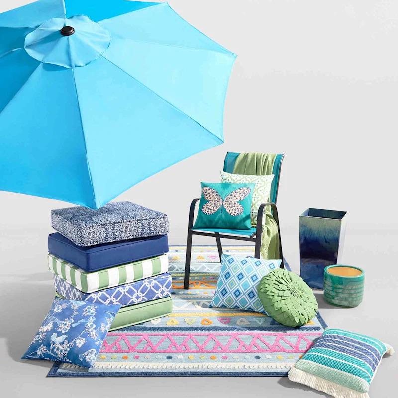 A set of modern outdoor patio cushions, ideal for relaxing and enjoying the outdoors.