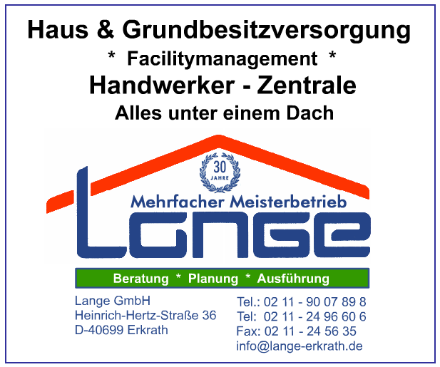Haus- und Grundbesitzversorgung Lange GmbH, Heinrich-Hertz-Straße 36 in Erkrath