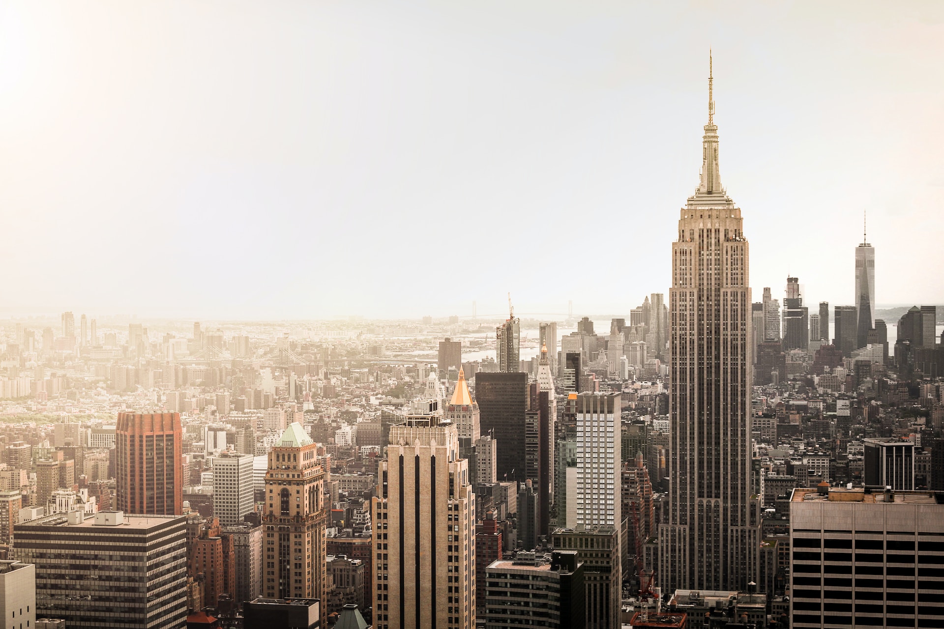 skyline view of new york city focused on the empire state building