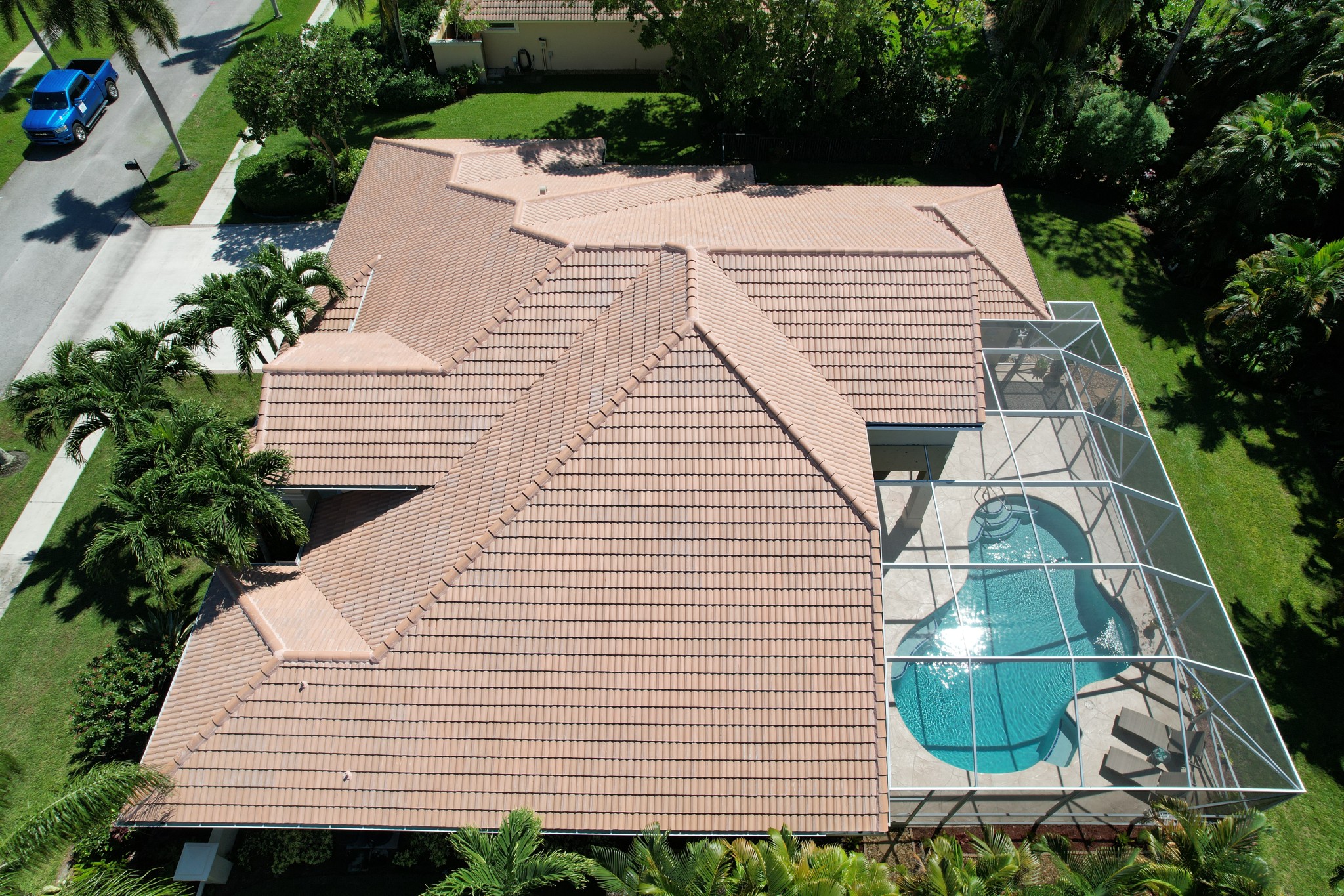 The color of this barrel tile roof that we installed is Boca Cream.
