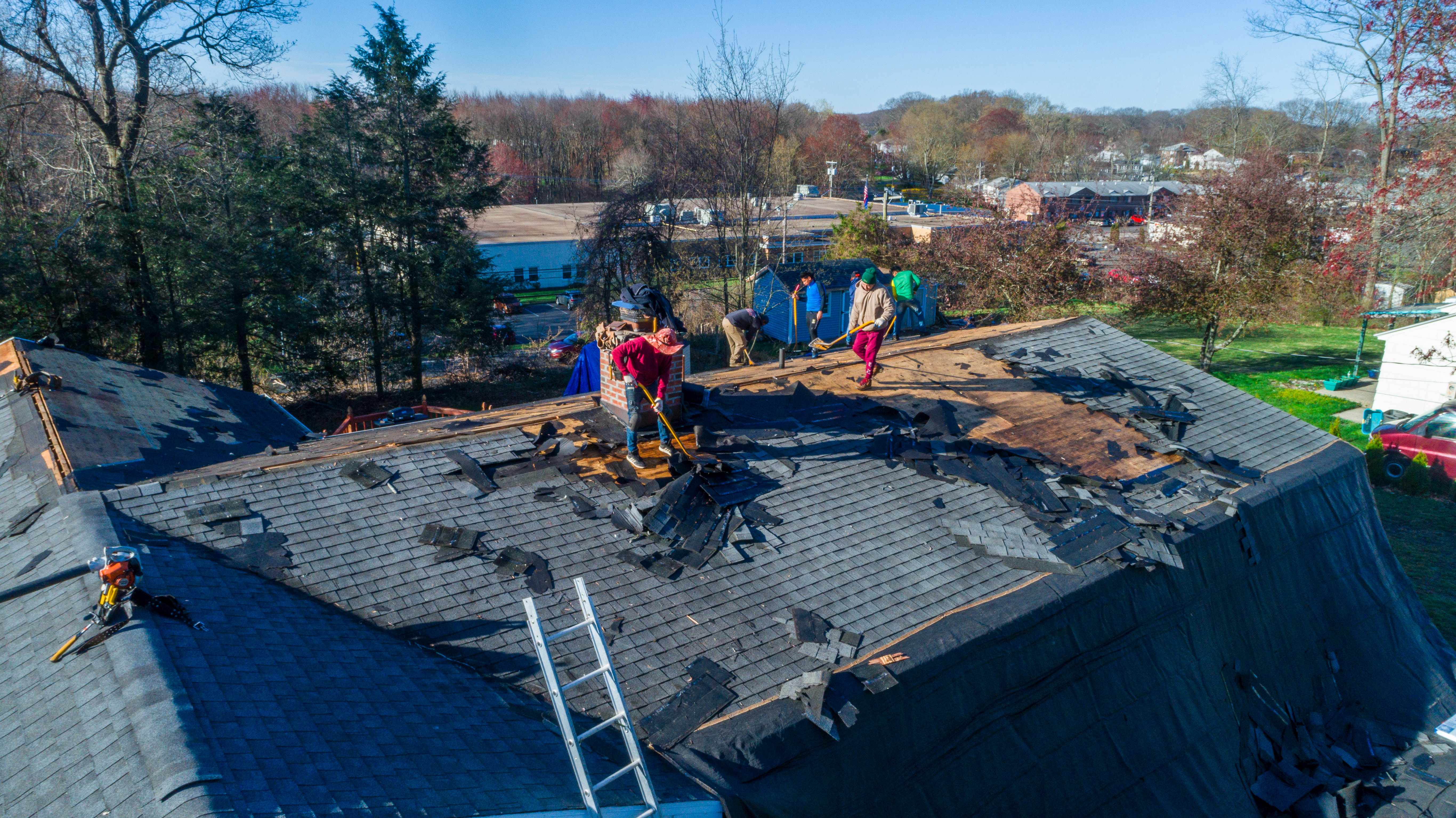 aerial view of Bartlett Contracting LLC roofing job