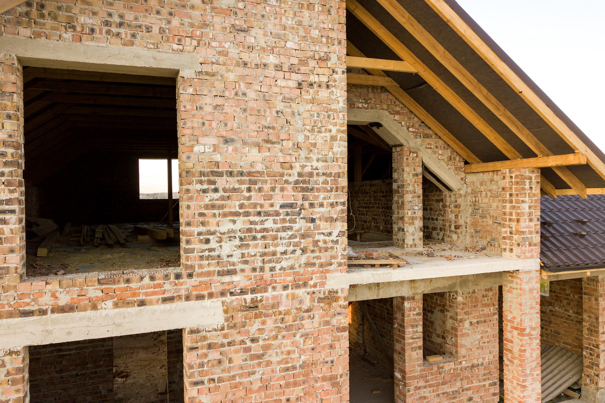 Home during a brick installation service