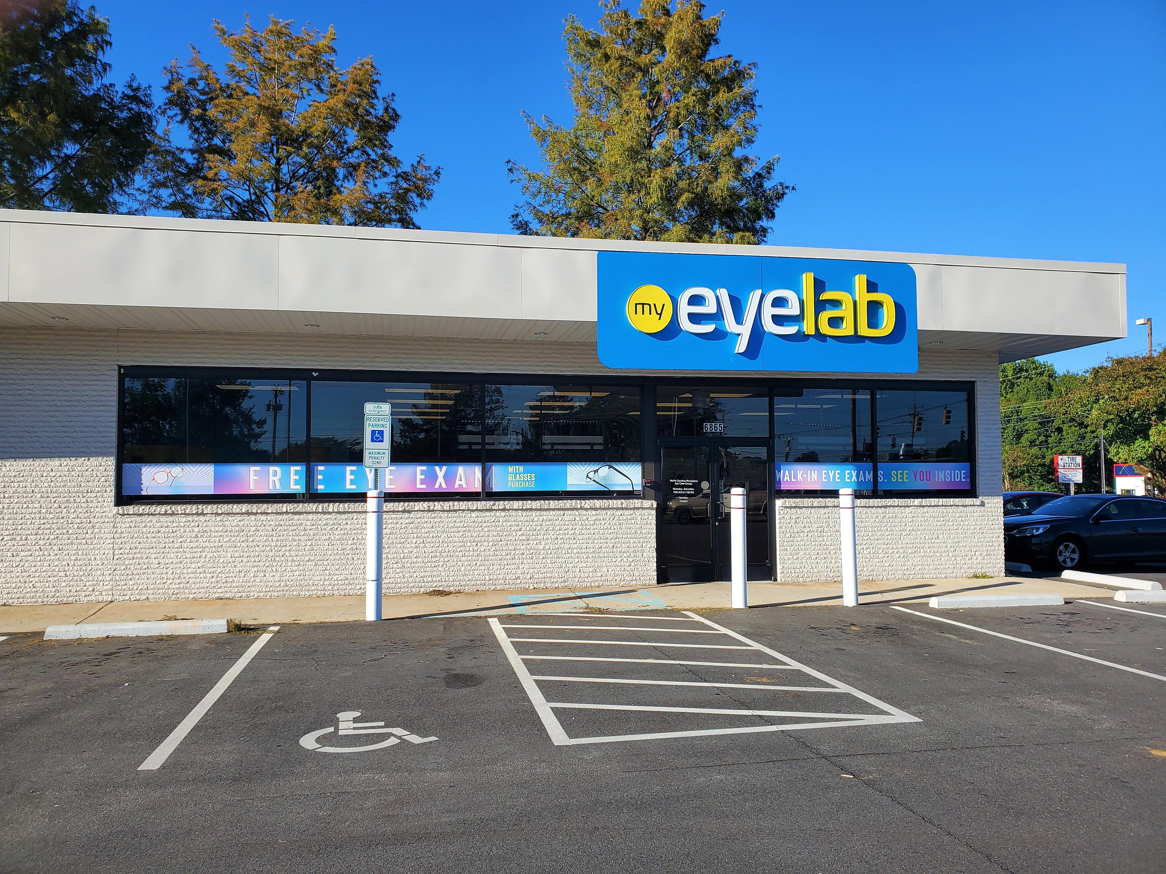 Storefront at My Eyelab optical store on East Charlotte, NC 28212