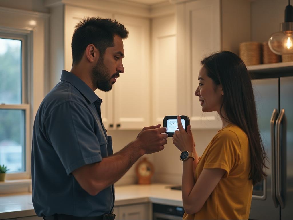 AirIQ HVAC technician reviewing comfort options with a homeowner. 