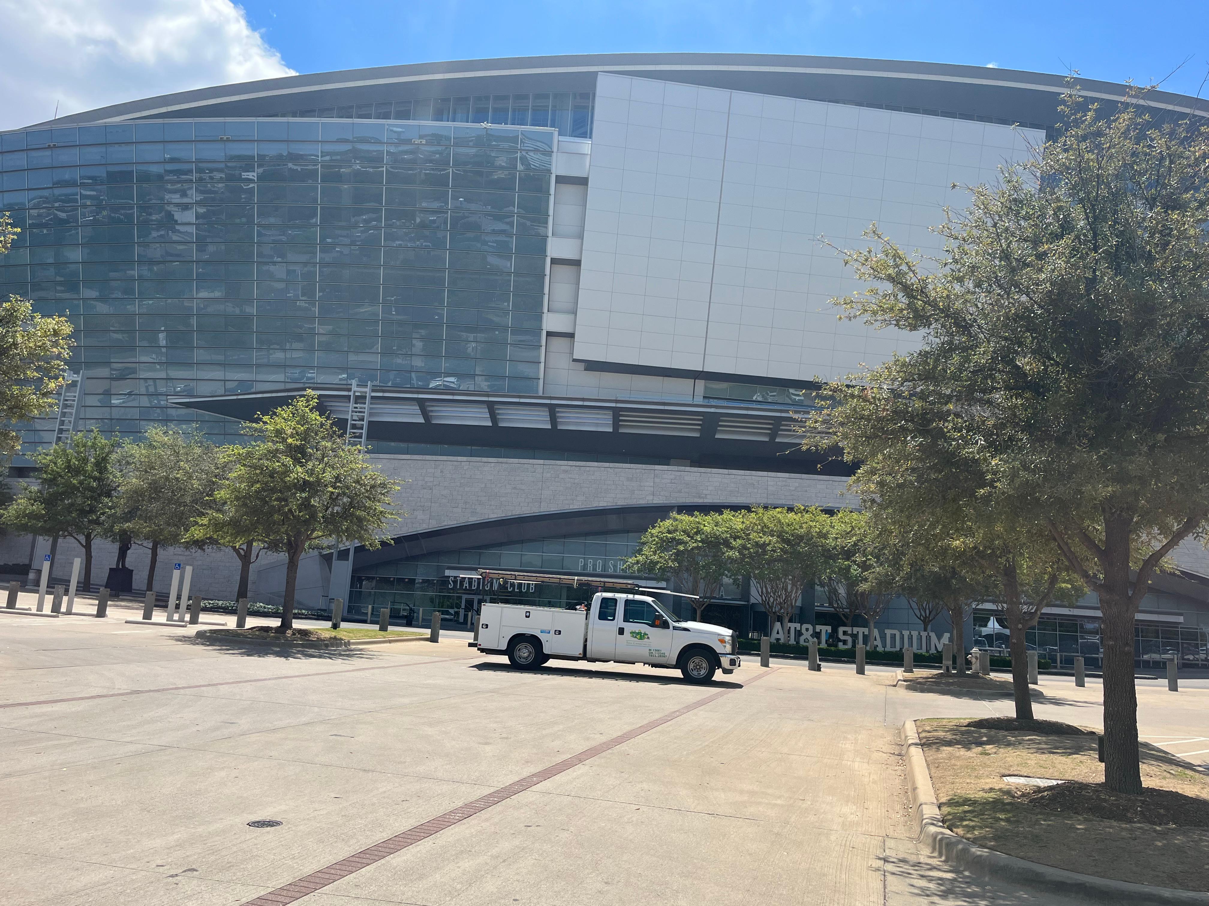 A Tioga Plumbing & Electric truck at the AT&T Stadium Pro Shop in Arlington Texas.