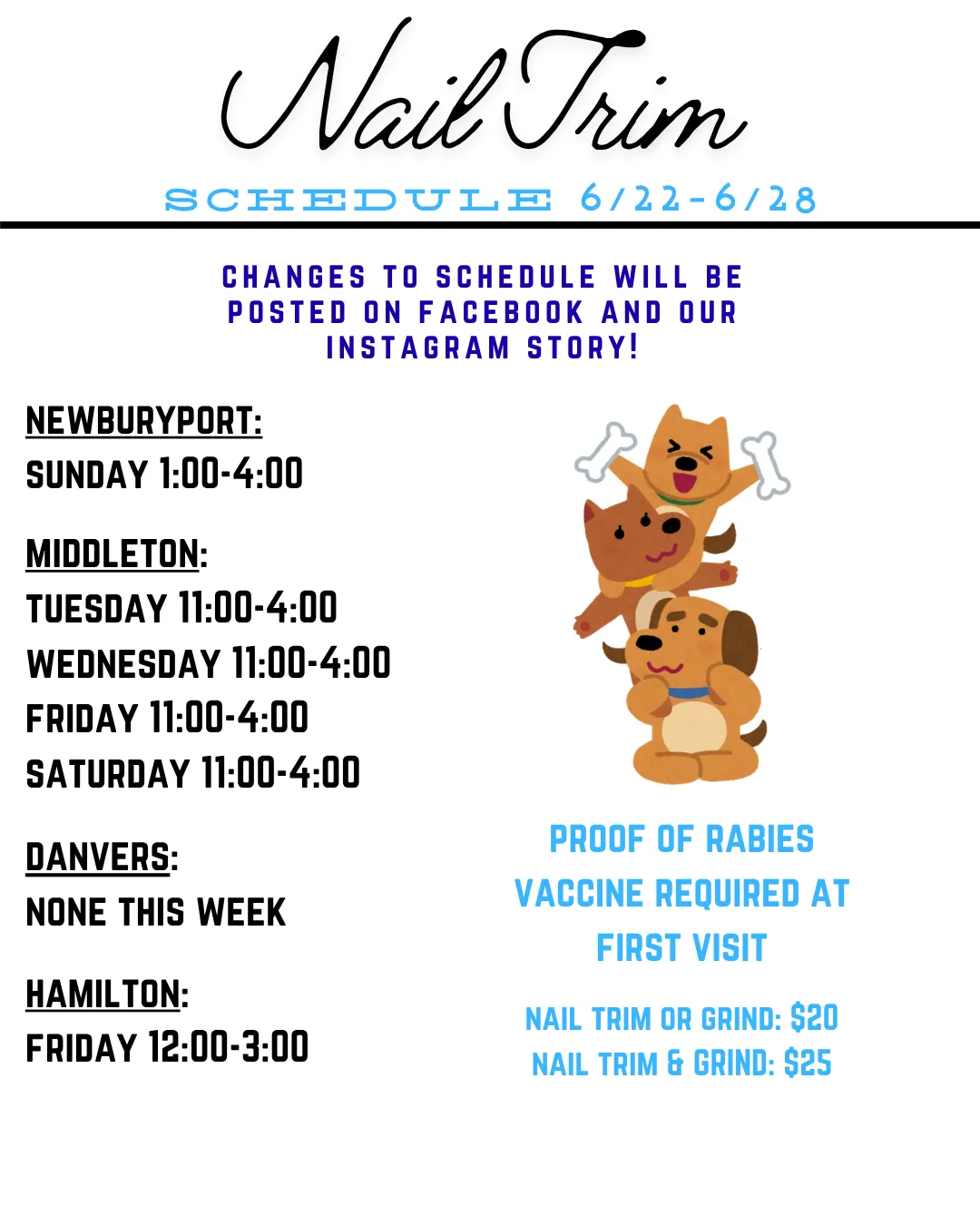 Image of Local Pet Event Nail Trim Schedule 6/22-6/27 Nearby