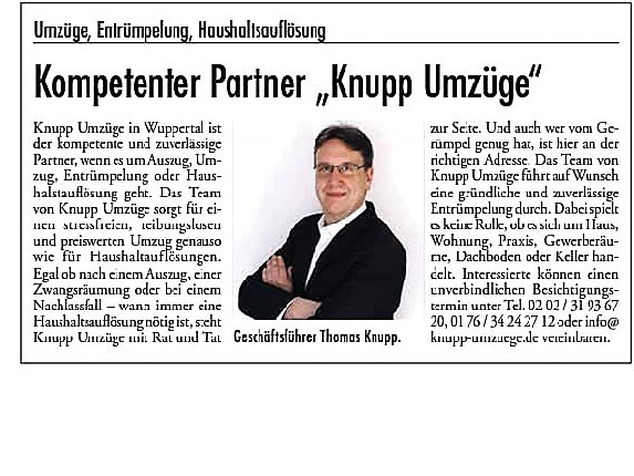 Knupp Umzüge, Schluchtstrasse 18 in Wuppertal