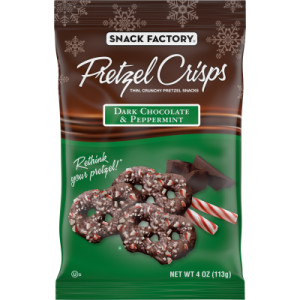Snack Factory Pretzel Crisps Holiday Peppermint Dark Chocolate Covered Pretzels, 4 Oz featured image