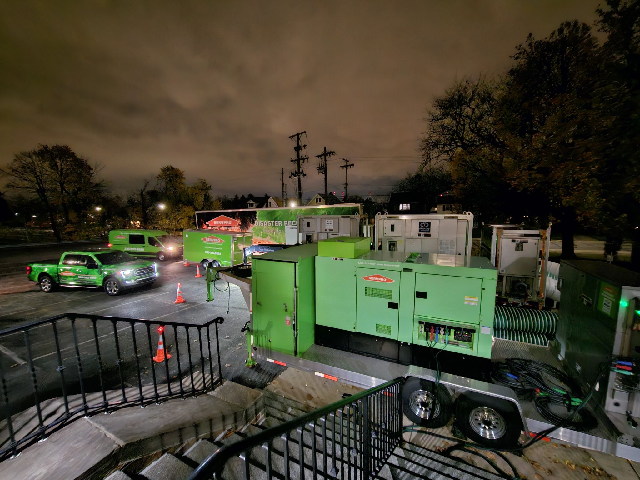 servpro equipment to restore water damage to commercial facility