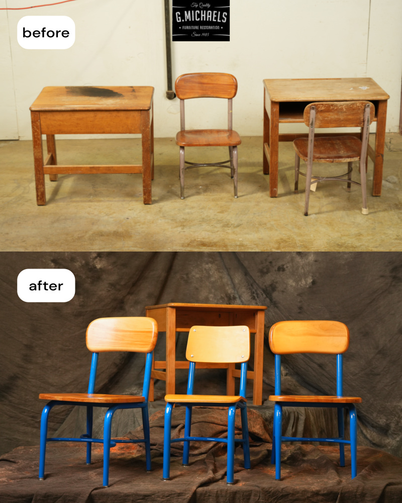 Heywood-Wakefield School Set Restoration - Before and After