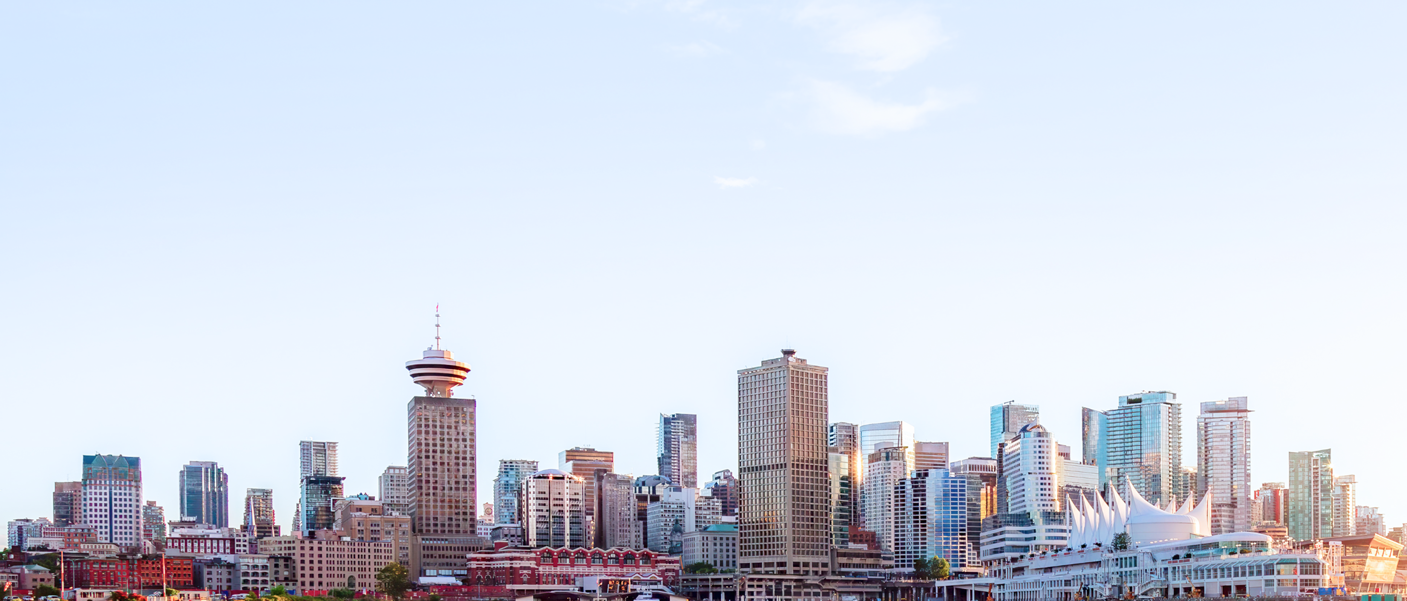 The Vancouver skyline as seen from Coal Harbour.
