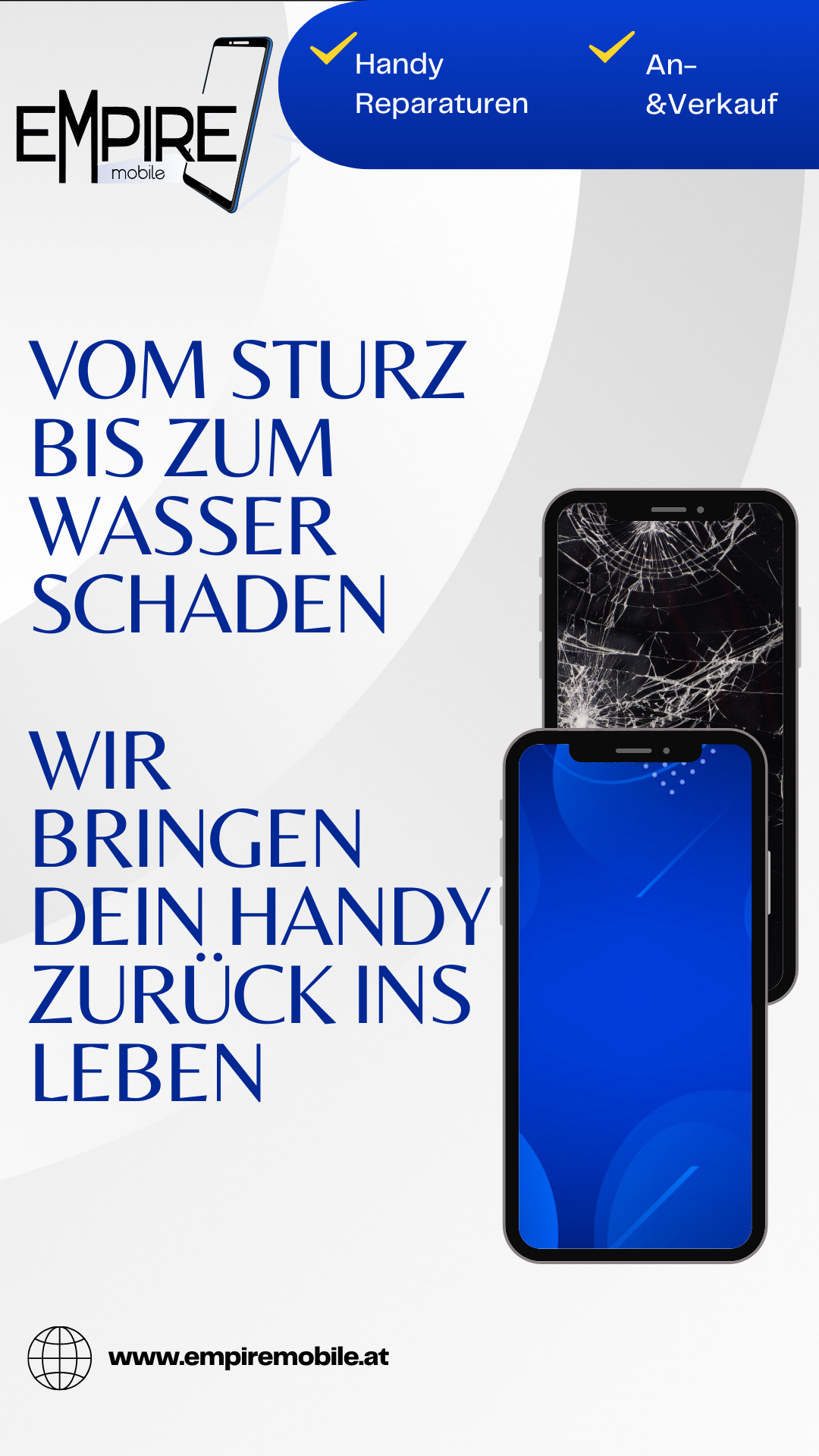 Bild zu Suchen Sie einen vertrauenswürdigen Partner für die Reparatur Ihres Smartphones? Empire Mobile ist Ihr Spezialist für Handy-Reparaturen und -Verkauf. Von einem unglücklichen Sturz bis hin zu Wasserschäden, wir haben die Expertise, Ihr Handy wieder zum Leben zu erwecken. Unsere Dienstleistungen umfassen Display-Reparaturen, Akku-Austausch, Wasserschaden-Behandlung und mehr. Wir verstehen, dass Ihr Smartphone ein wesentlicher Bestandteil Ihres täglichen Lebens ist, deshalb bieten wir schnelle und effiziente Serviceleistungen, um Sie wieder zu verbinden. Besuchen Sie unsere Webseite www.empiremobile.at und entdecken Sie unseren umfangreichen Ser