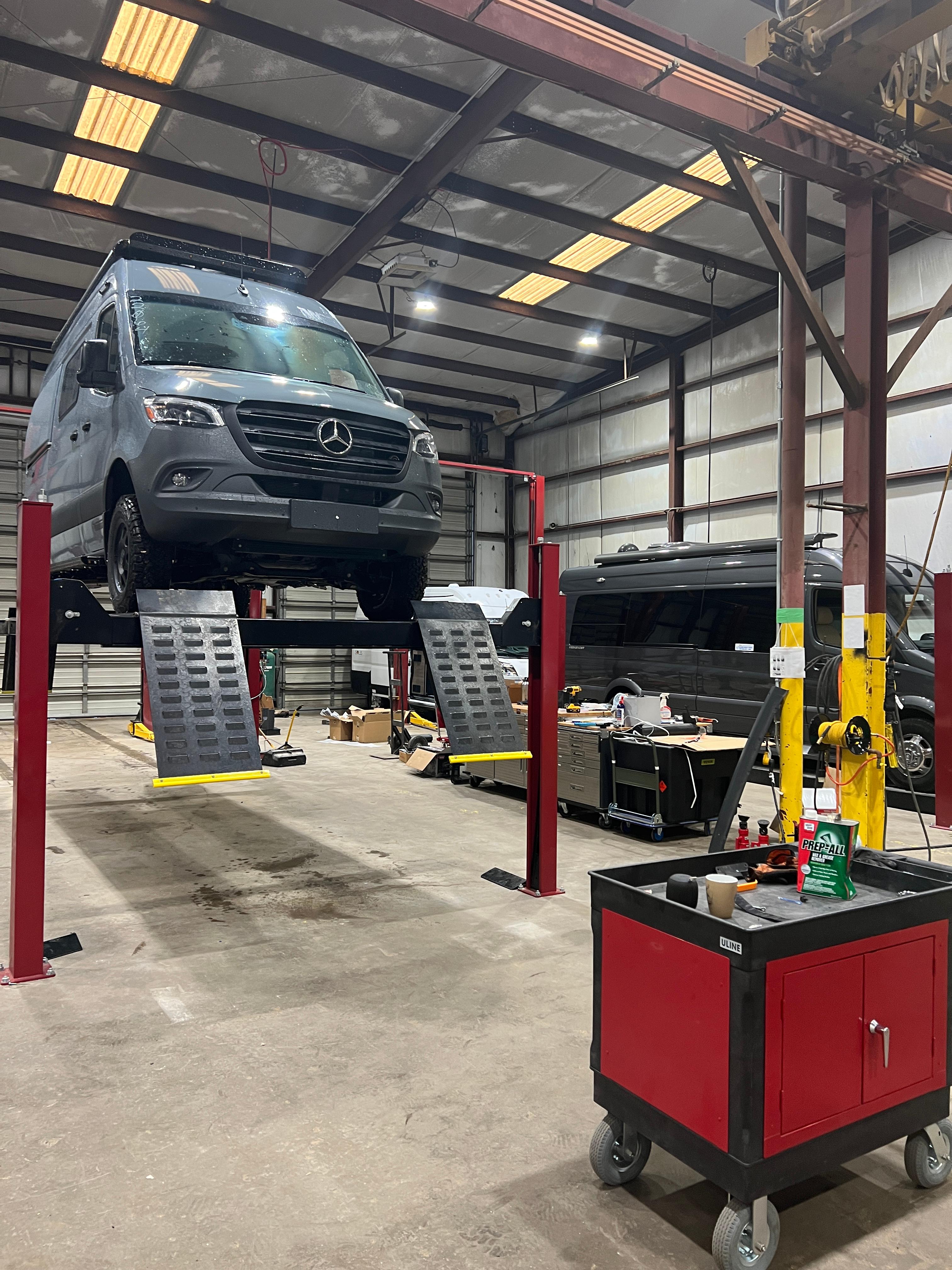 Mercedes sprinter, Ram Promaster, Ford transit conversion van and RV repair shop.