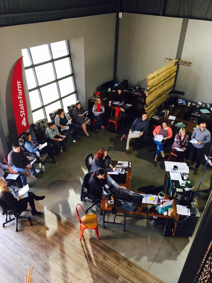 Aerial view of our team meeting