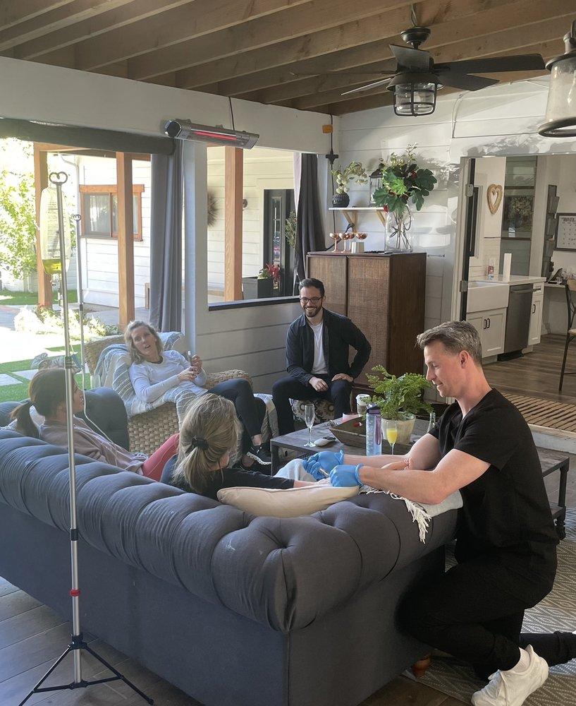 Group receiving mobile IV therapy at home in Los Angeles for hydration and wellness.