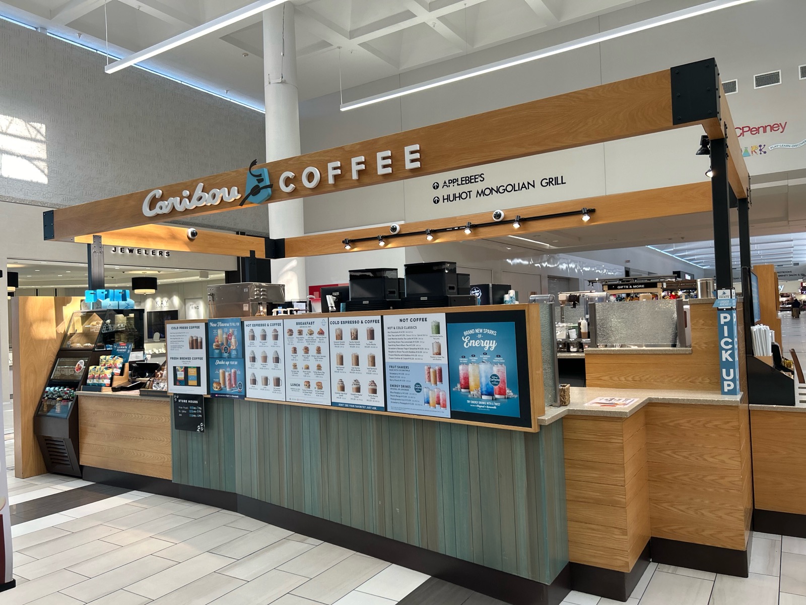 Storefront of the Caribou Coffee at 1200 12 Street SW in Rochester