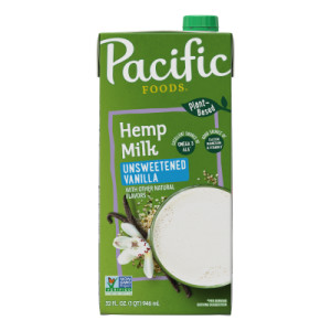 Pacific Foods® Unsweetened Vanilla Hemp Milk, Plant Based Milk, 32 oz Carton (Case of 12) featured image