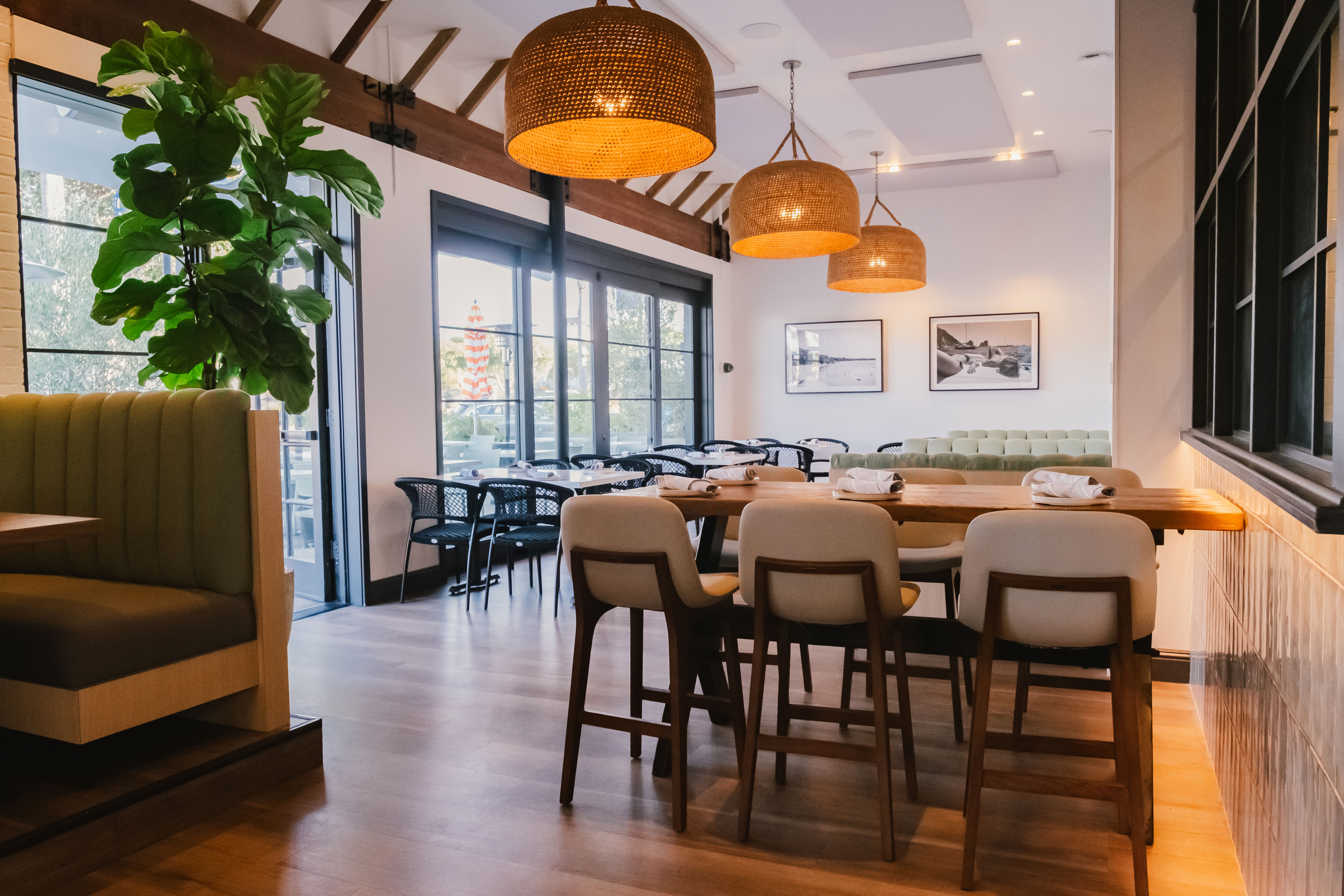 Mia's Solana Beach interior table top seating area 