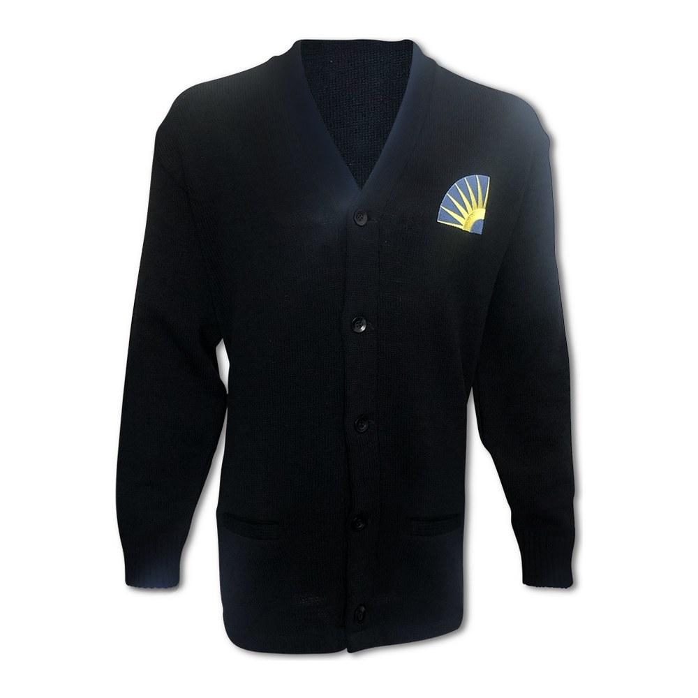 Embroidered cardigan for the Commonwealth Club. Branded apparel by PLC Print.