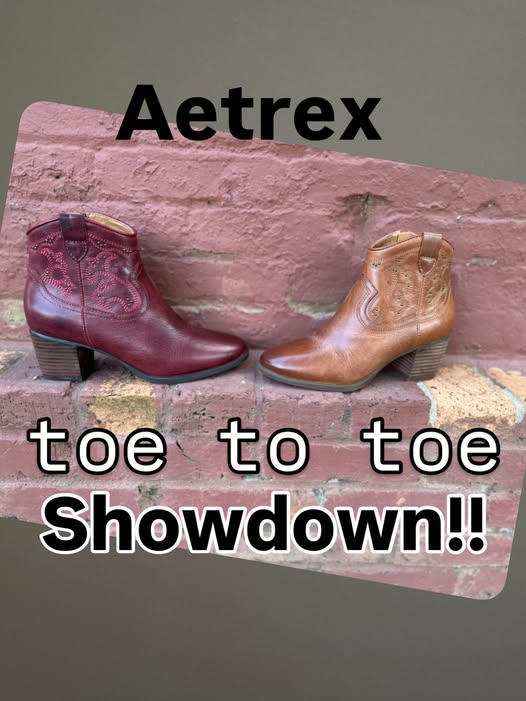 Red or cognac—which Aetrex boot calls your name? Enjoy delicate cowgirl style with a flattering heel, convenient side zipper, and supportive arch comfort at Barkin’ Dogs Shoe Co. Find your pair today!