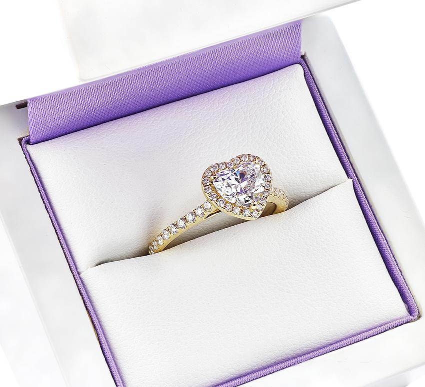 Heart diamond halo engagement ring Serendipity Diamonds Ryde 01983 567283
