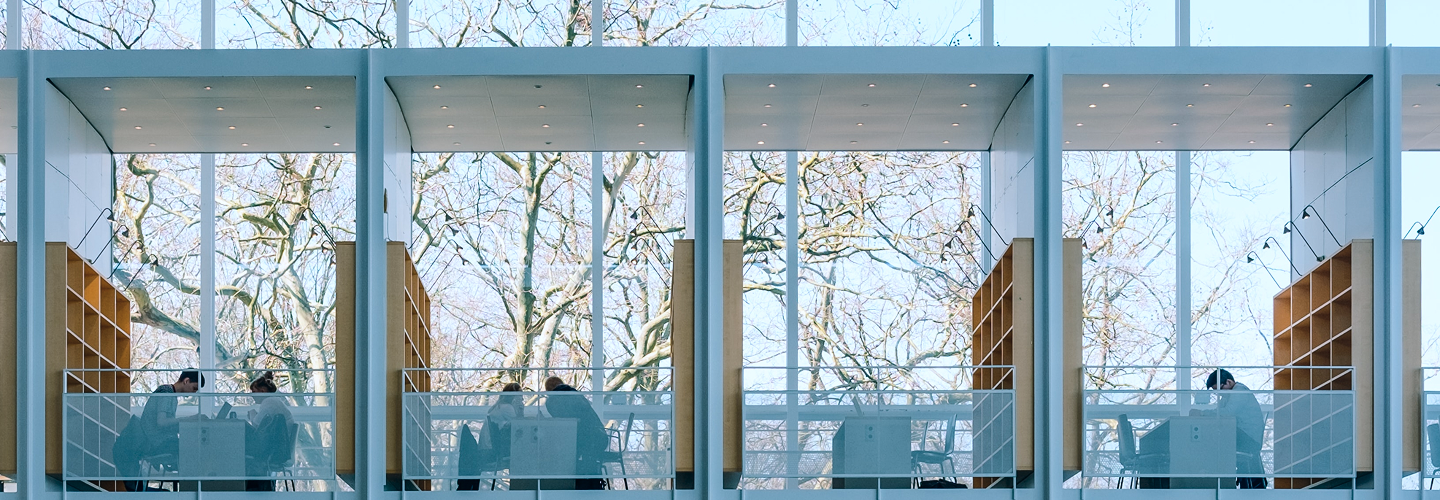 An outdoor shot of a library façade.