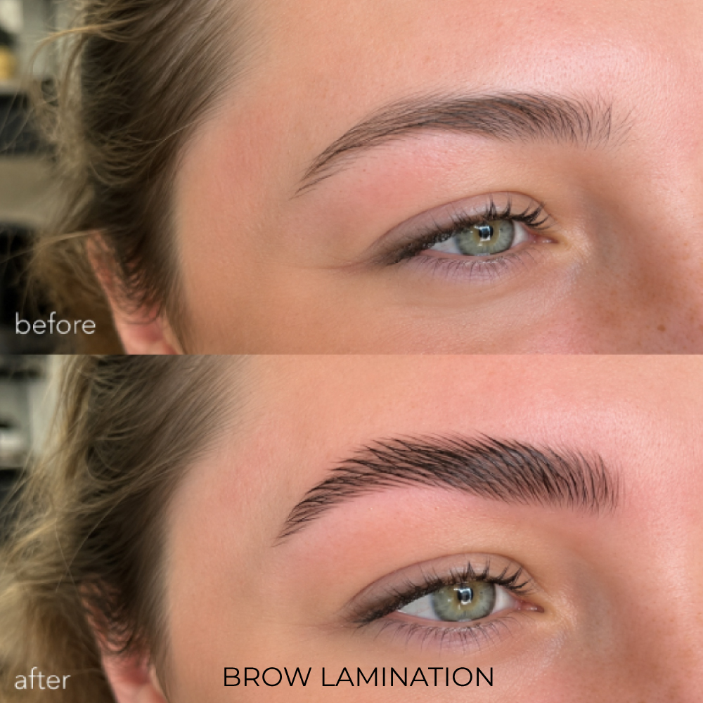 Professional brow lamination and tint at Avissa Salon in Ann Arbor creates fuller, more defined brow 