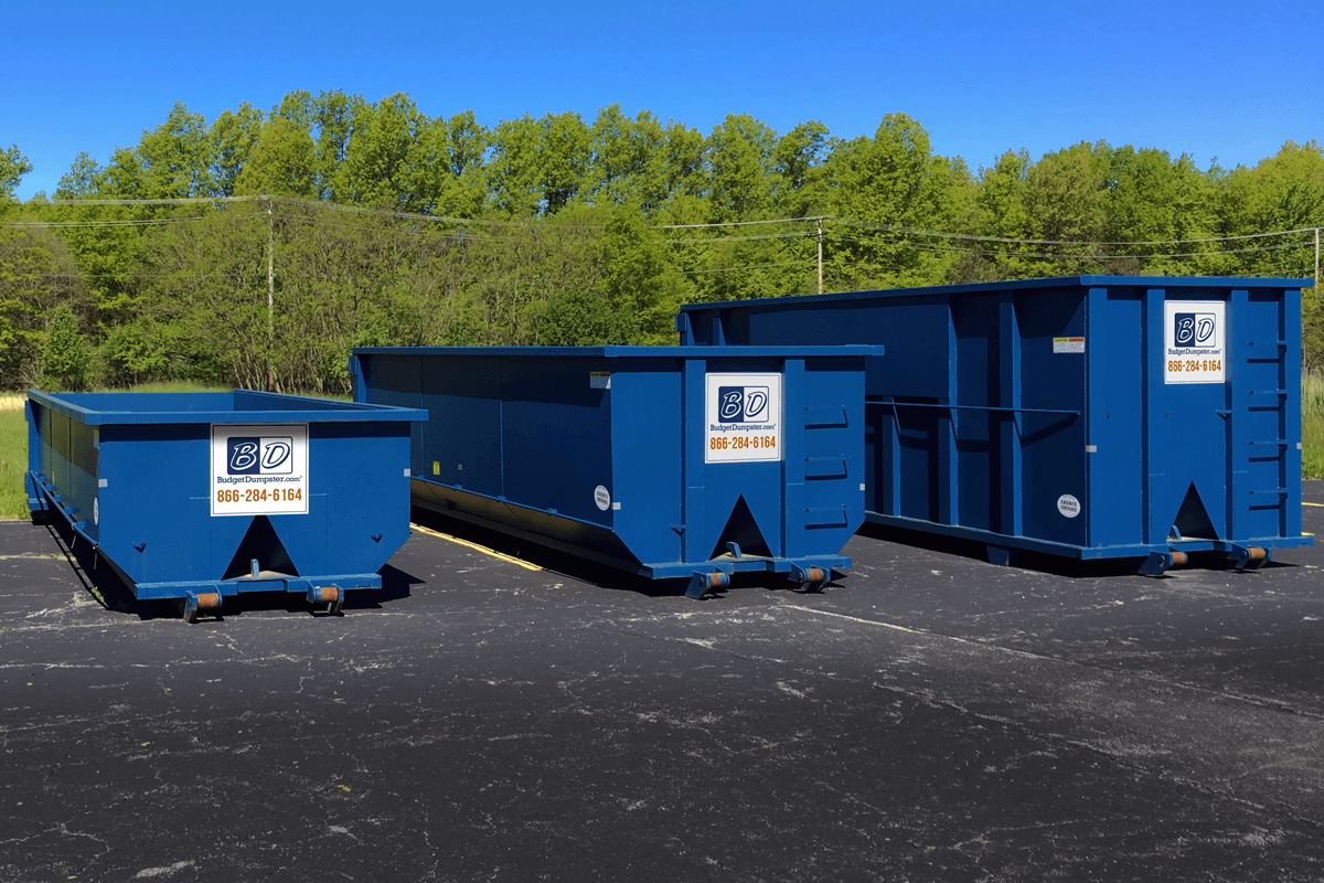 Budget Dumpster offers dumpster rental sizes for all types of junk removal projects, ranging from 10 to 40 cubic yards in dimension.