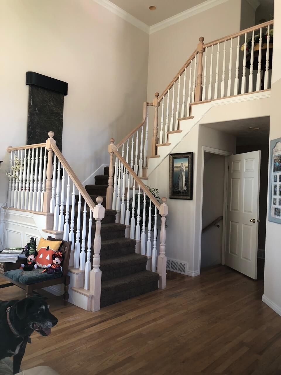 Before wood railing refinishing Salt Lake City, UT