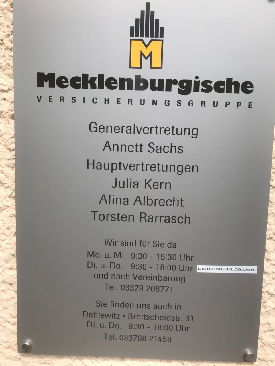 Generalvertretung Mecklenburgische Versicherung, Zossener Damm 12 in Blankenfelde