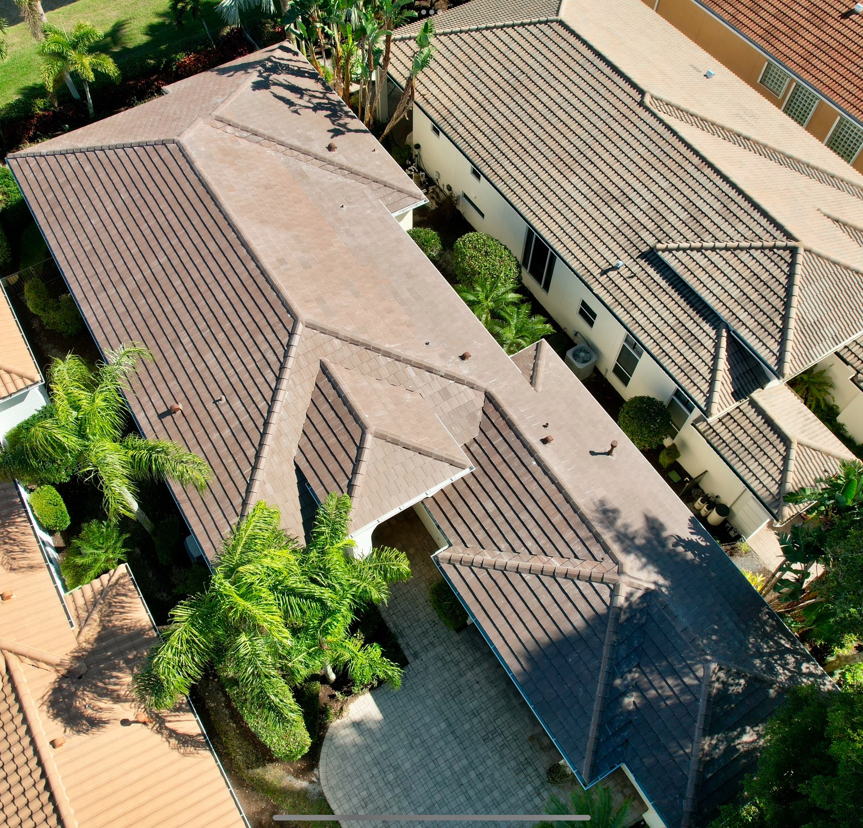 We replaced this roof and installed this flat tile from Eagle. This tile color is called Cocoa Range.