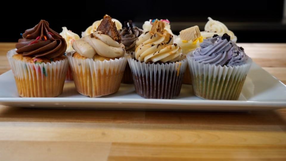 Our lineup of fresh baked cupcakes!
