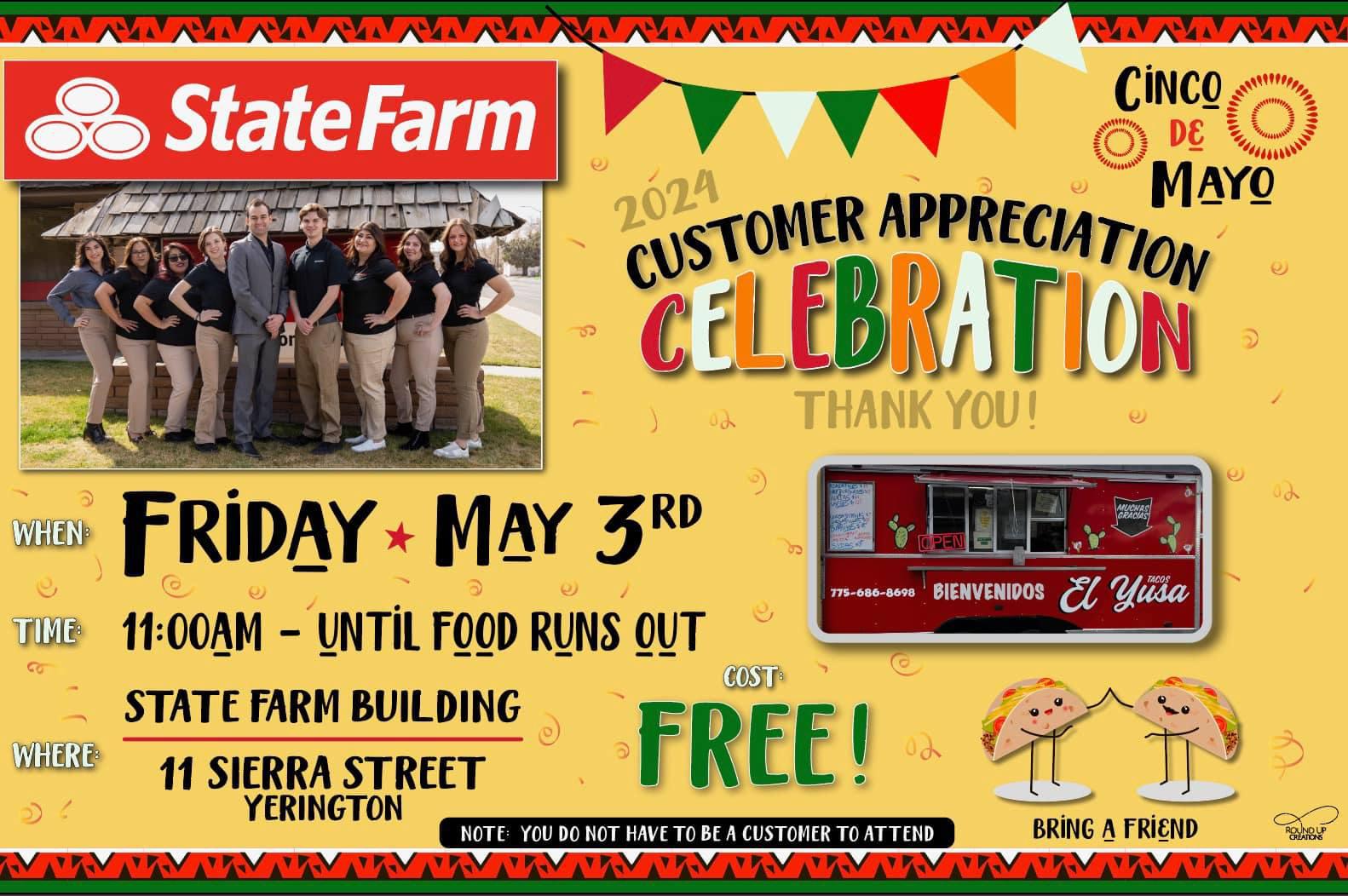 Come join us May 3rd! Tacos El Yusa food truck will be completely free on us! Until Food runs out!